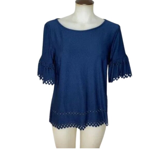 Banana Republic Dye Cut Blouse Navy Blue Women's Size Small - Picture 1 of 5
